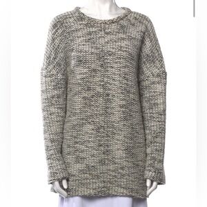 HELMUT LANG Gray Marle Boucle Oversized Slouchy Pullover Top